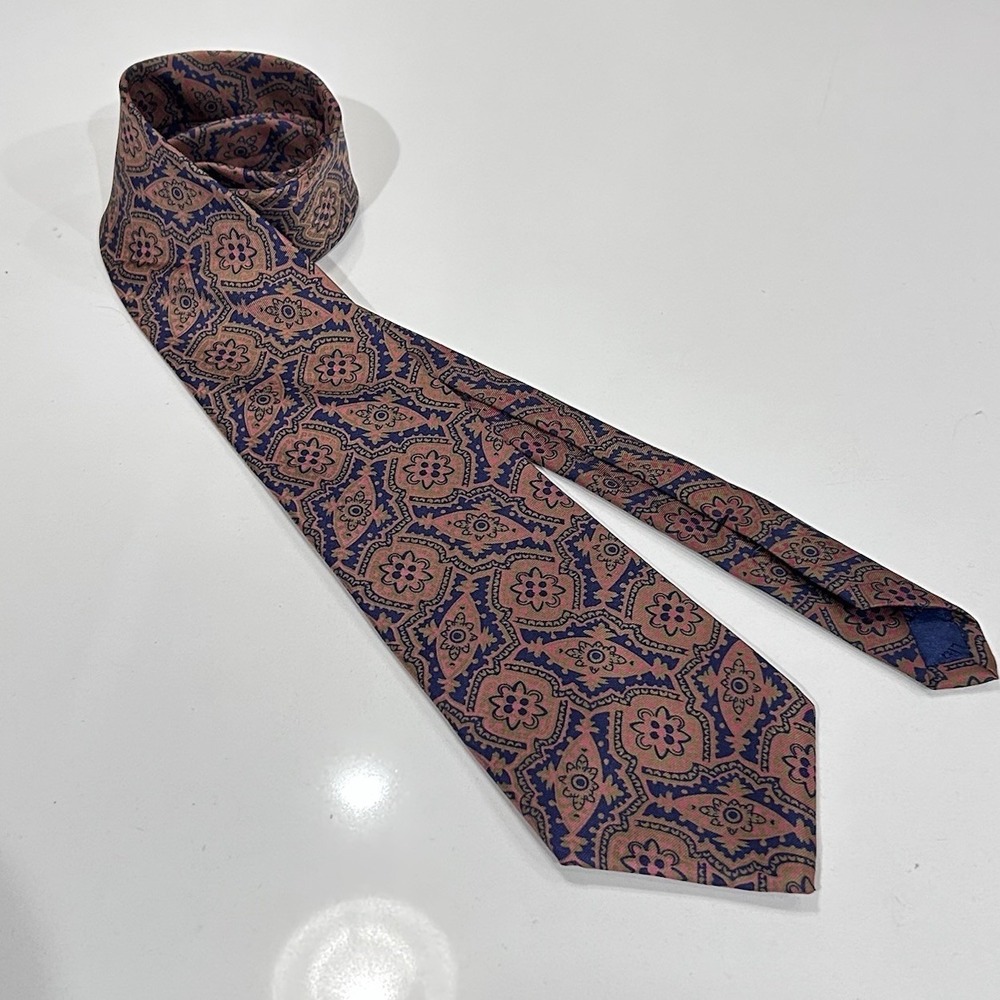 Liberty of London Geometric Paisley Silk Necktie Mens Cooper Navy 56x3.75